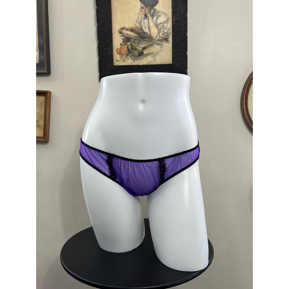 Vintage Frederick's of Hollywood Purple Sheer Lace Trim Panties One Size